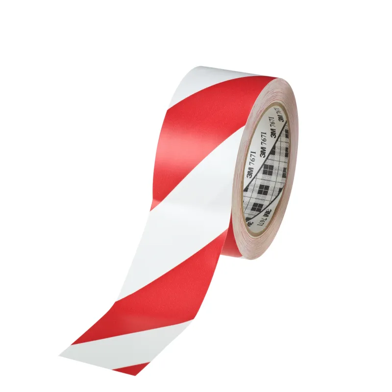 3M 767i Hazard Warning Tape, Red/White, 50 mm x 33 m thickness 0.125mm